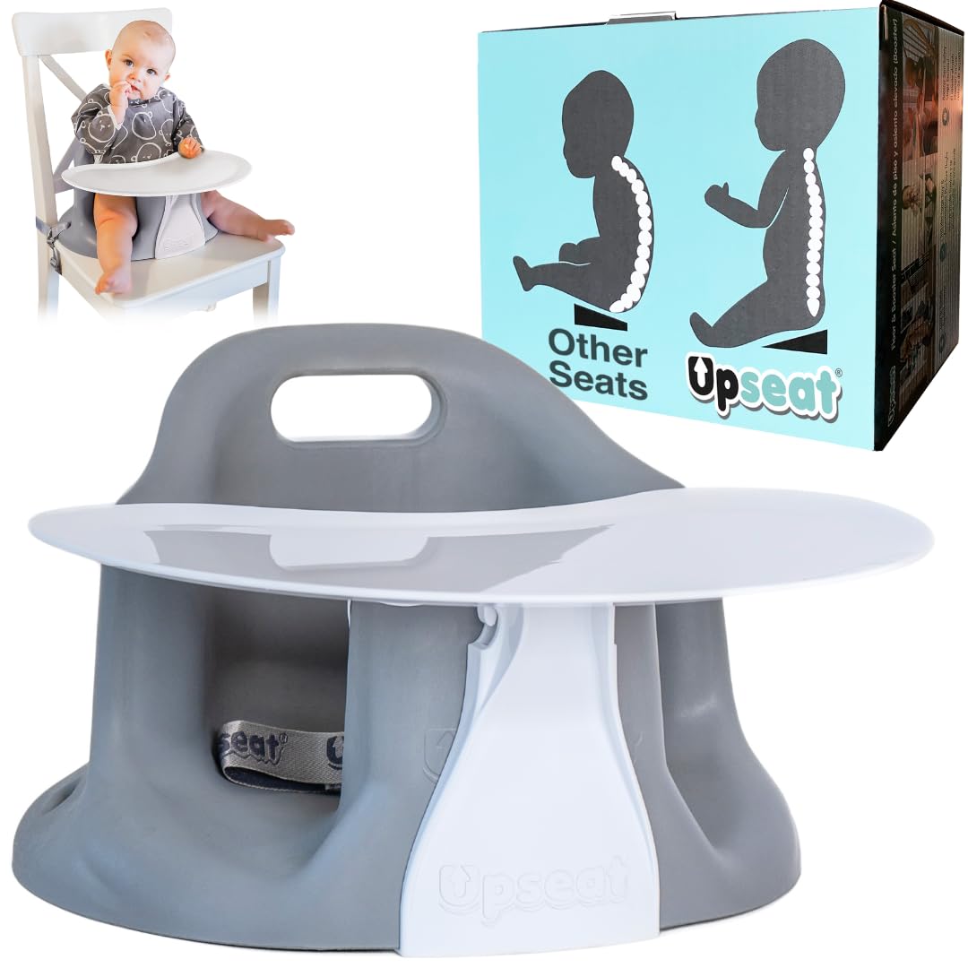 Upseat  The Original Ergonomic Baby Floor  Booster Seat with Tray Developed with Physical Therapists for Upright Posture  Healthy Hip Development 424 Months DishwasherSafe ExtraLarge Tray