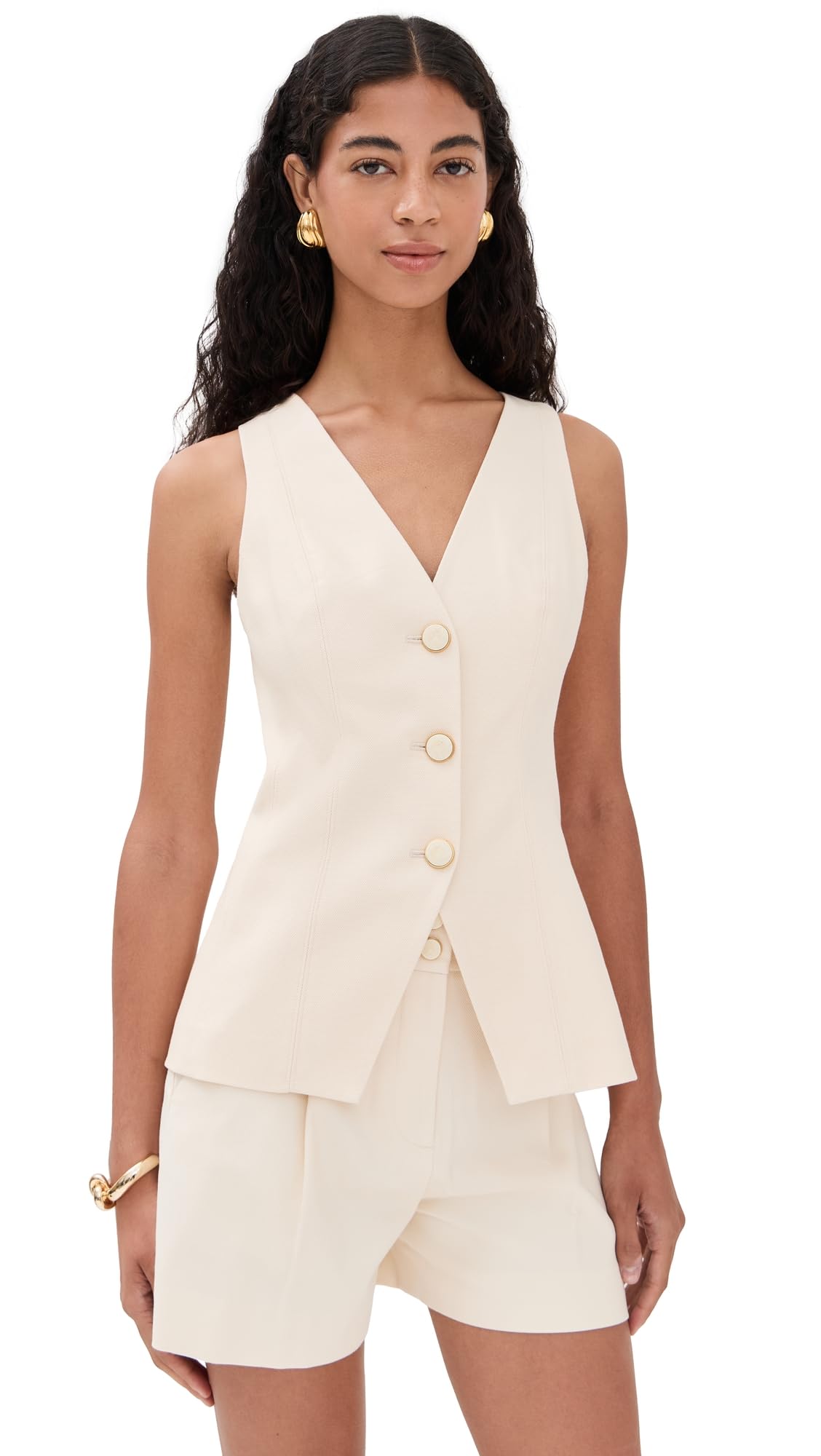 Veronica Beard Womens Avalina Vest Ecru Size 14