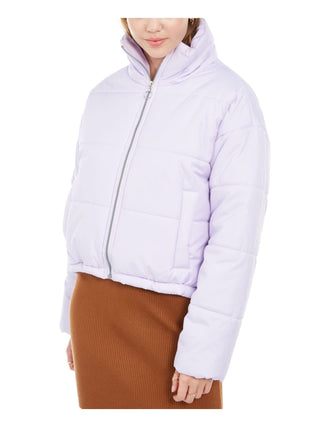 Celebrity Pink Womens Crop Winter Puffer Coat Purple L