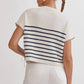Entro - Knitted Mock Neck Sleeveless Stripe Top