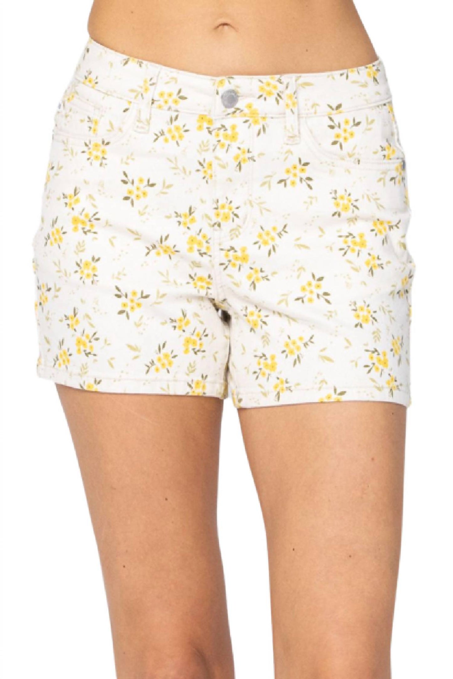 Judy Blue - Flower Print Mid-Rise Shorts