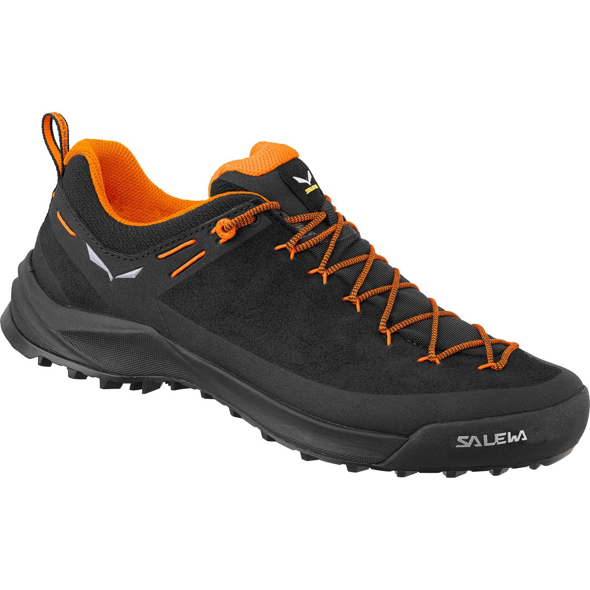 Salewa Wildfire Leather Mens Trail Hiking Shoe Black and Fluo Orange Size 8
