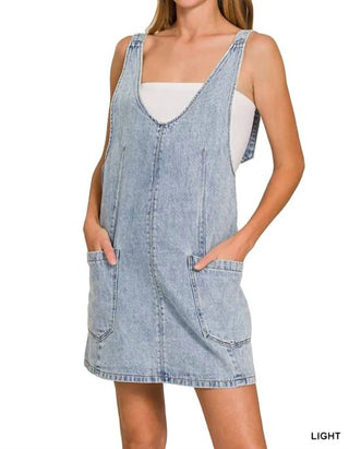 Trendsi - Zenana Denim Overall Mini Dress