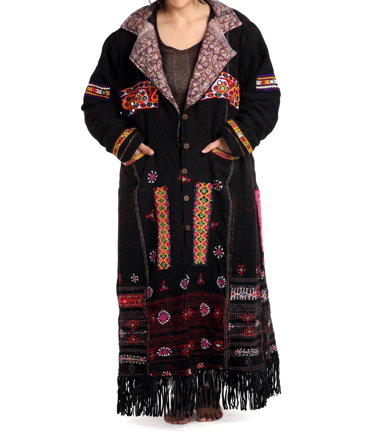 Standawt - Leather Fringe Merino Wool Coat - Plus