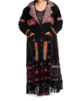 Standawt - Leather Fringe Merino Wool Coat - Plus