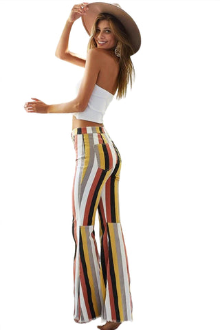 Bibi - Multicolor Stripe Bell Bottom Pants