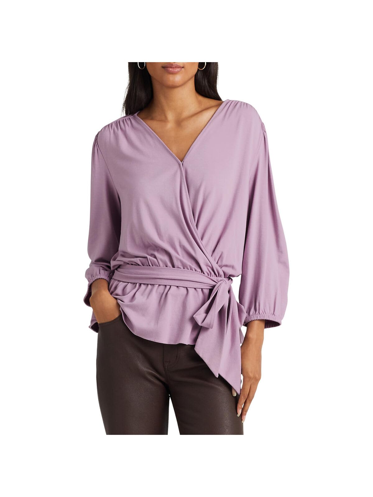 Lauren Ralph Lauren Women's Jersey Peplum Blouse Scottish Primrose