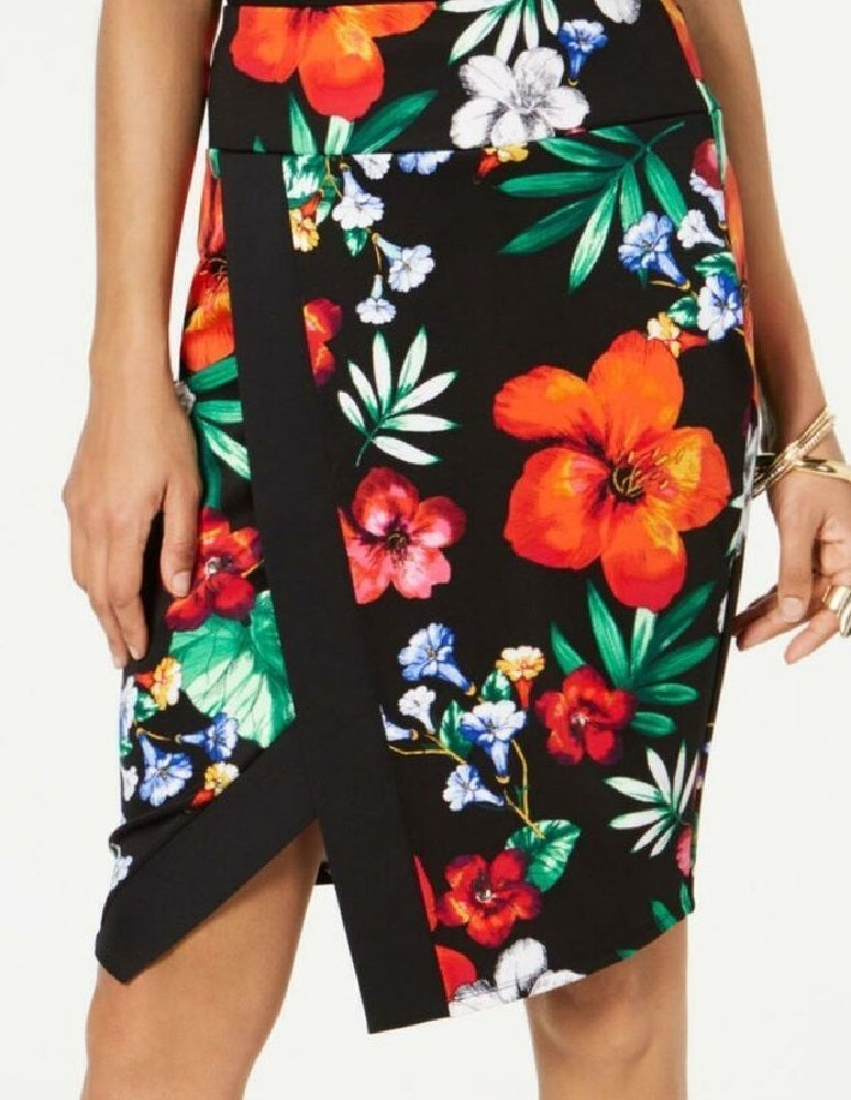 Thalia Sodi Women's Printed Floral Scuba Skirt Black Size 2 Extra Large