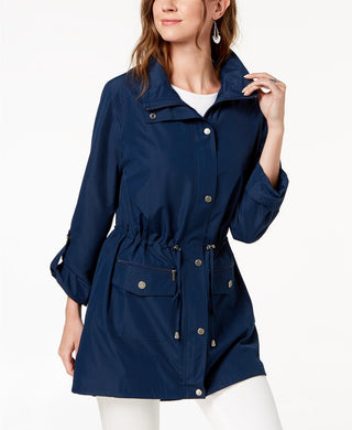 Style & Co Women's Hooded Anorak Jacket Navy Size Extra Small