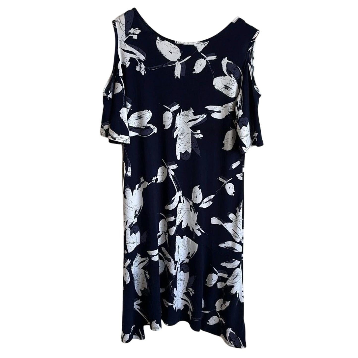 Clara Sun Woo - Women's Cold Shoulder Floral Scoop Neck Dress