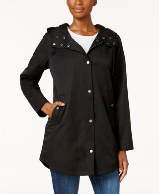 Style & Co Women's Hooded Anorak Jacket Black Size Large