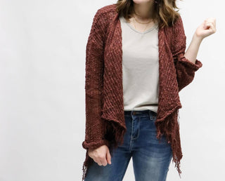 143 Story - Frayed Drape Sweater Cardigan