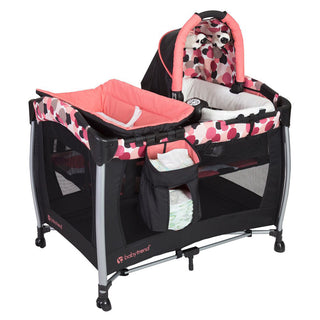 Baby Trend Resort Elite Spacious Portable Infant Play Nursery Center, Dotty Pink