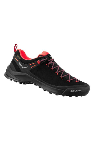 Salewa Wildfire Leather Women's Shoes - Black/Fluo Coral