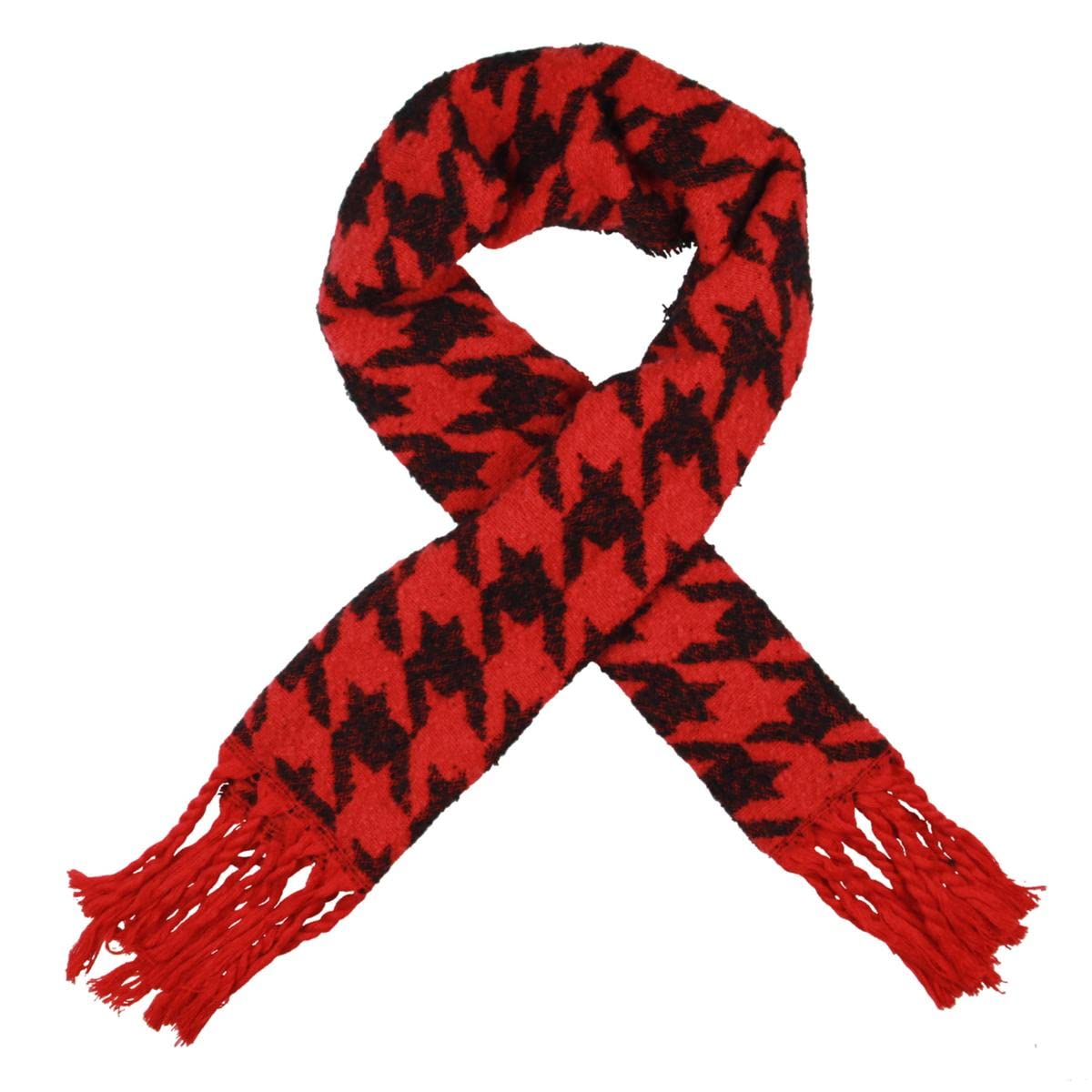 DKNY Womens Houndstooth Blanket Wrap Black O/S