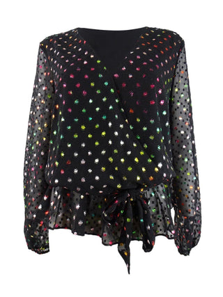 INC International Concepts
Concepts Women's Rainbow Clip-Dot Wrap Top Black Size Medium