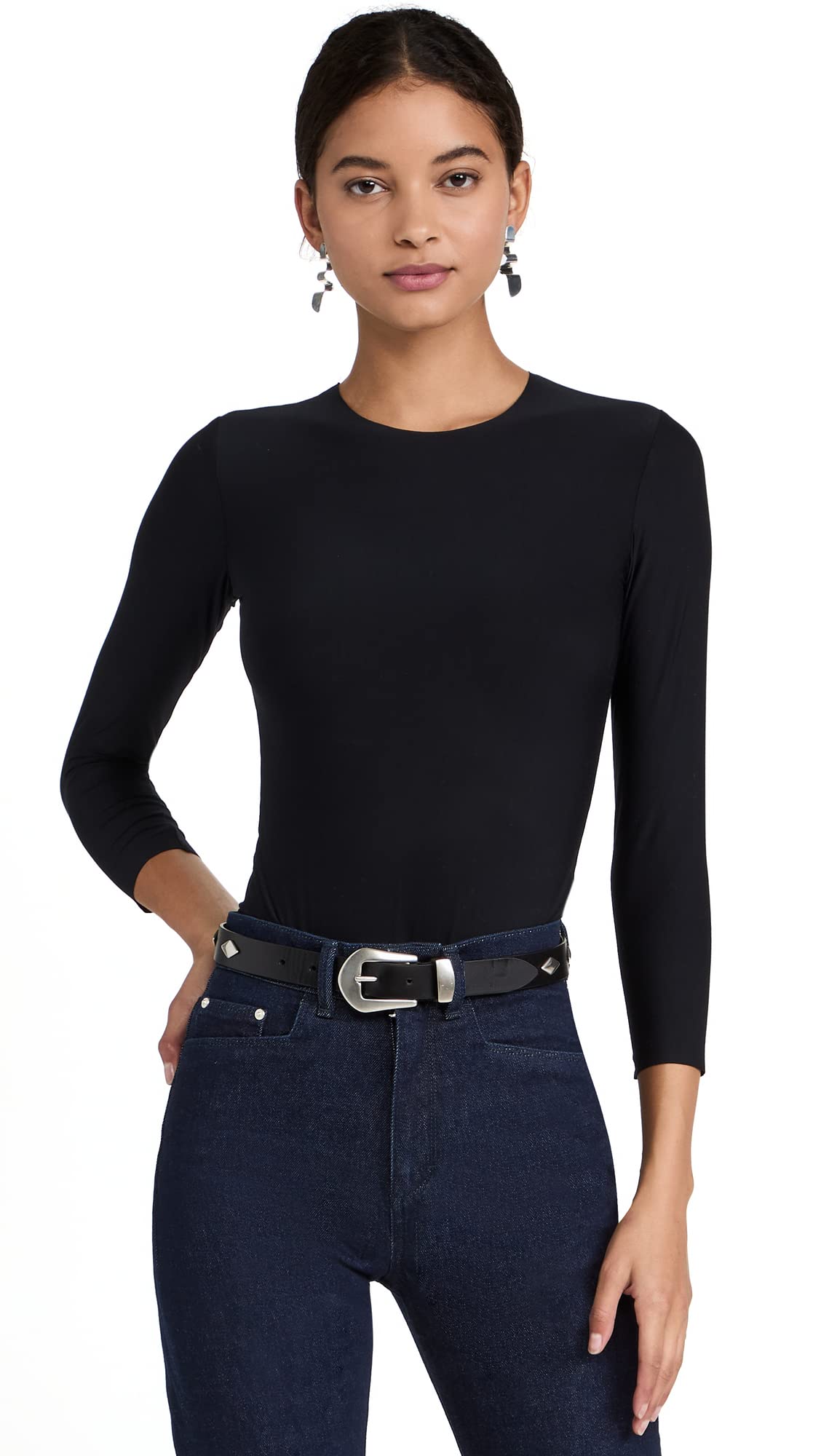 commando Women's Butter Crewneck Bodysuit, Black, M
