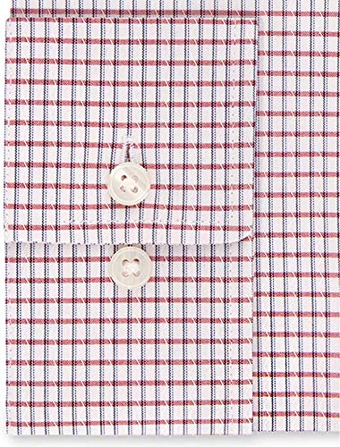 Van Heusen Men's Classic/Regular-Fit Performance Stretch Wrinkle-Free Flex-Collar Check Dress Shirt Red Size 18-34-35