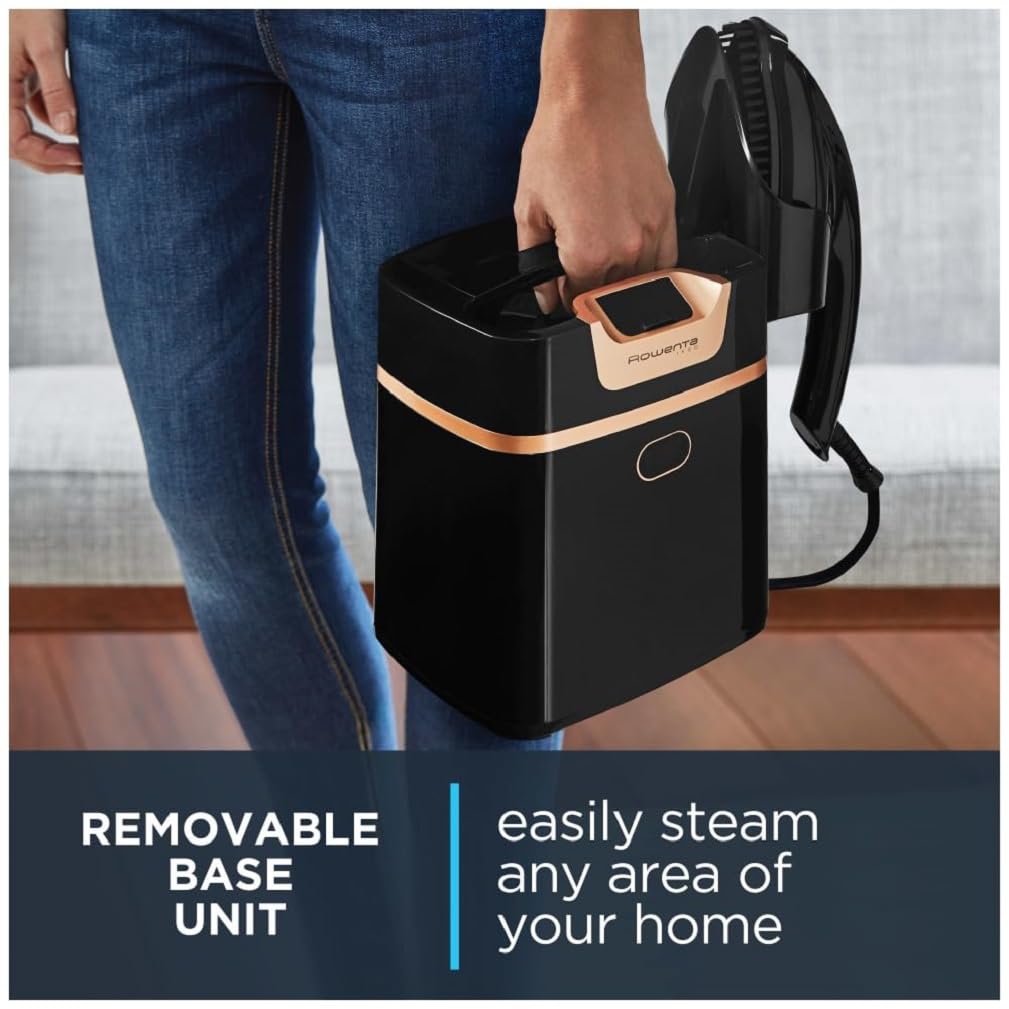 Rowenta IXEO Steamer for Clothes with Ironing Board 65 Inches 45 Second Heatup 1 Liter Capacity 1500 Watts Ironing Portable Fabric Steamer Garment Steamer Adjustable QR1410Black