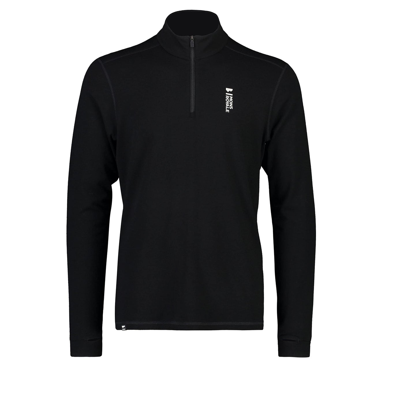 Cascade Merino Wool Base Layer Quarter Zip Long Sleeve - Black