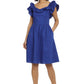 Maggy London Women's Ruffle Details Cotton Poplin Dress, Sodalite Blue