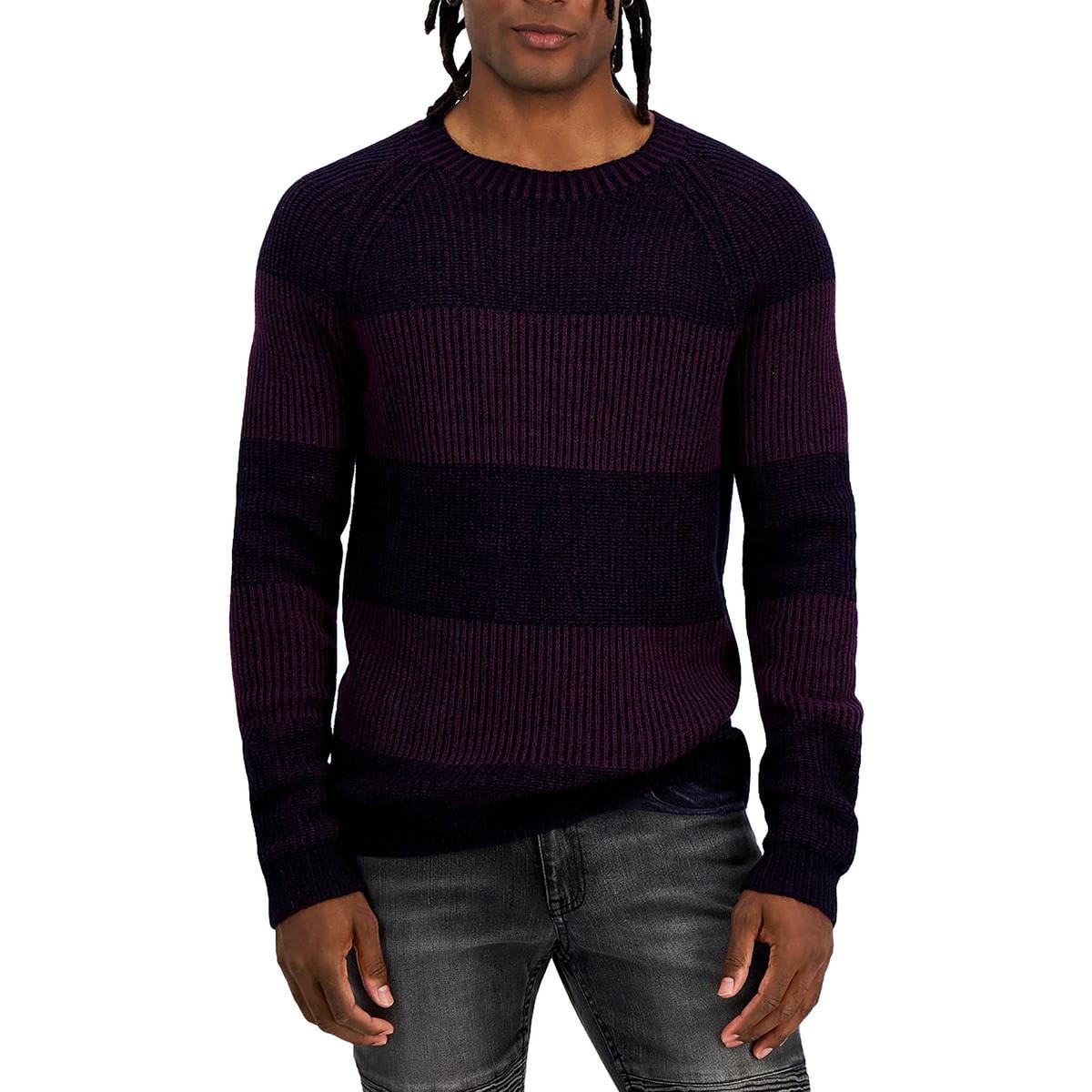 INC Mens Ribbed Pullover Crewneck Sweater Navy XL