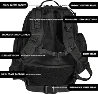 Phil & Jack Dad Diaper Bag Backpack, Baby Diaper Bag with Changing Station, Tactical Military Style, Womens Mens Diaper Bag (Black)