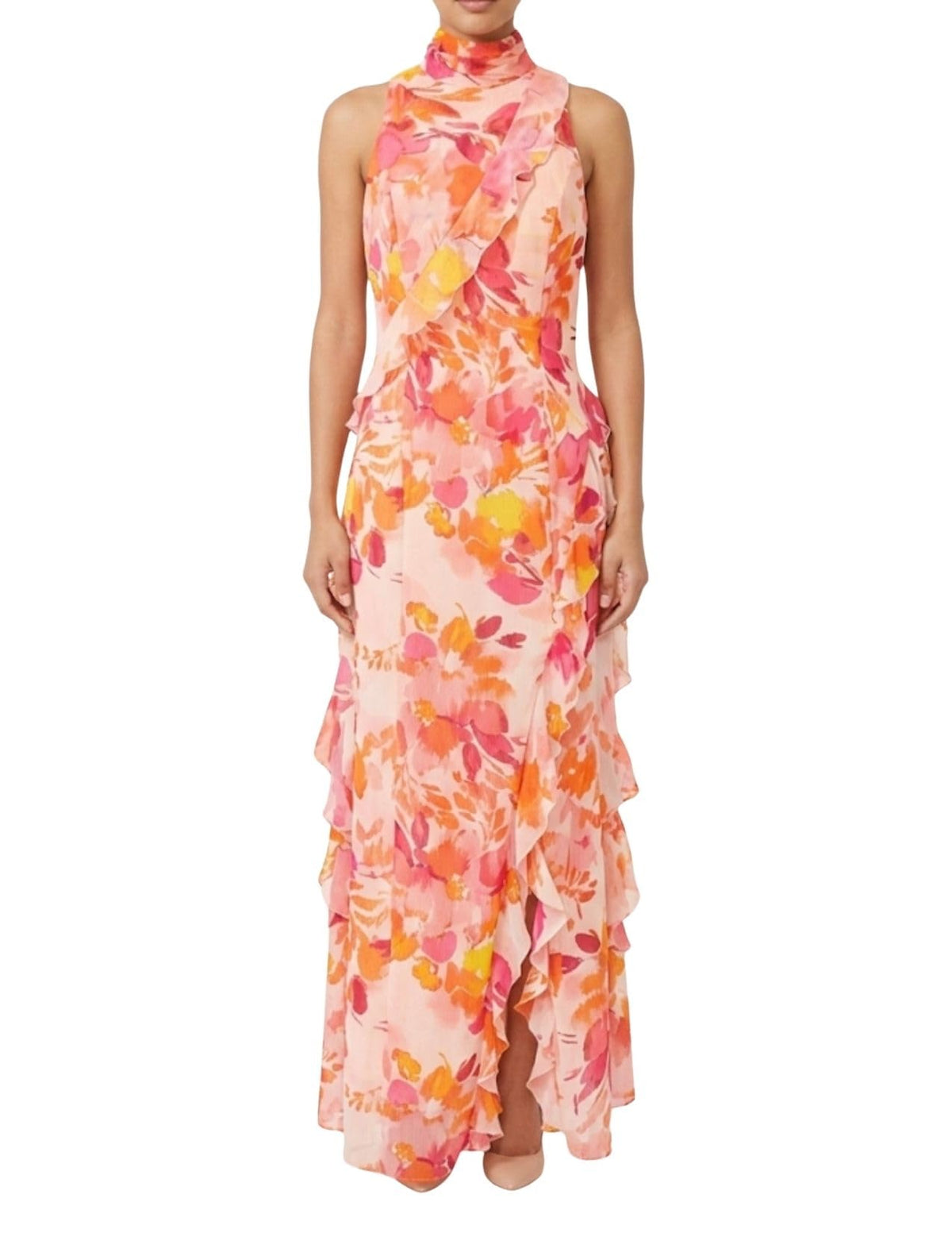 Eliza J Women's Floral Blush Sleeveless Midi Dress Size 2