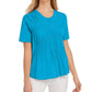 DKNY Womens Rouched Short Sleeve T-Shirt Blue XS
