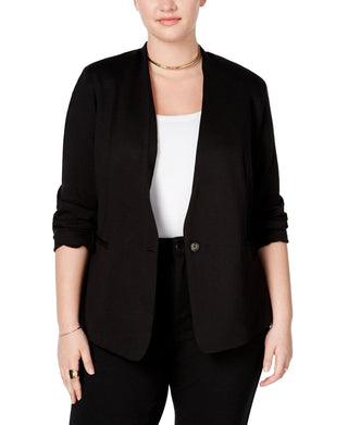 RACHEL Rachel Roy Womens Plus Size Ponte Blazer Black 0X