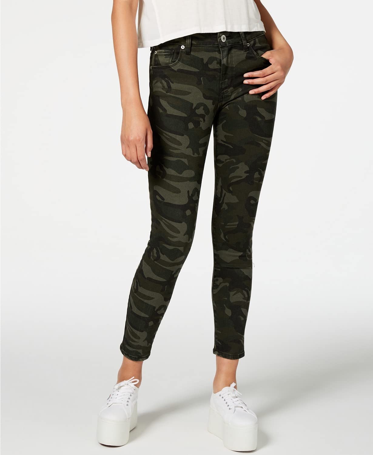 STS Blue Women's Ellie Camouflage-Print Ankle Skinny Jeans Green Size 27
