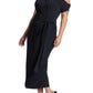 ELOQUII Women's Plus Size Off The Shoulder Tie Front Midi Dress - 16, Black Onyx