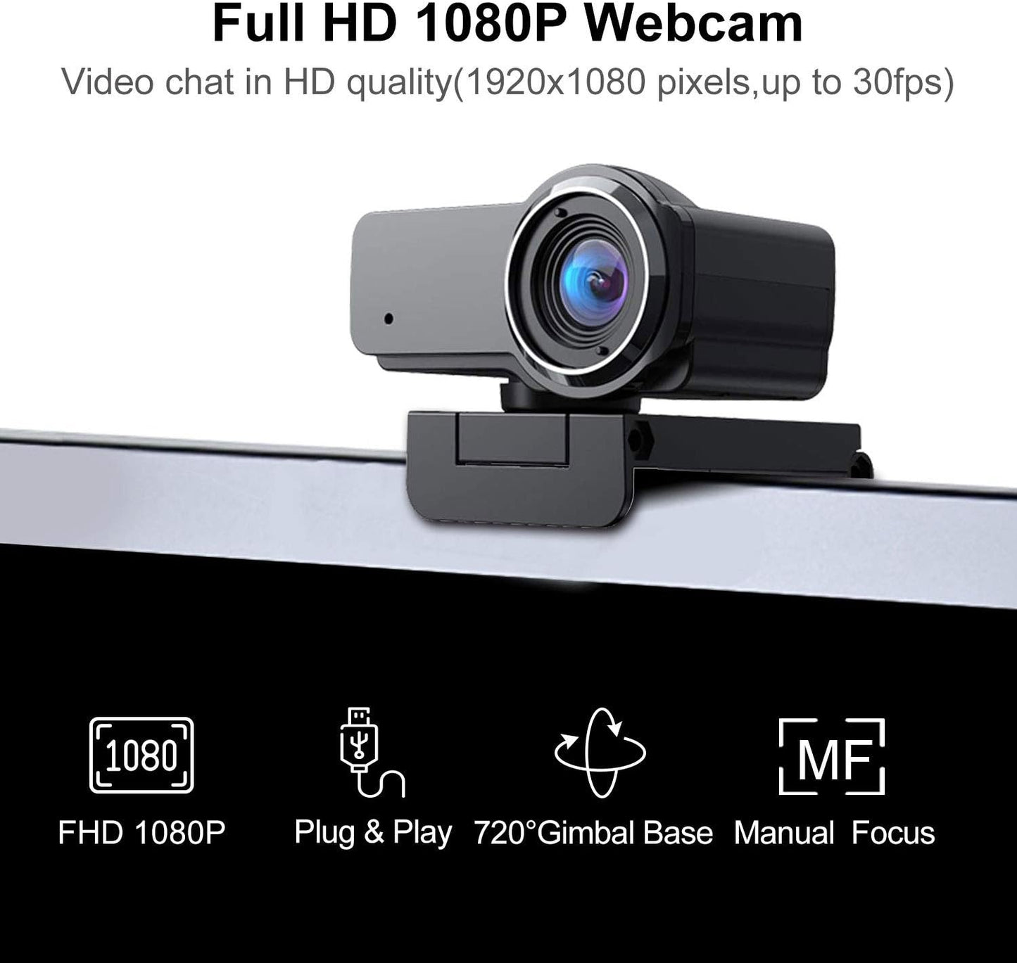 AUSDOM A340 HD 1080p/30fps Video Calling, Autofocus Web Camera with Microphone