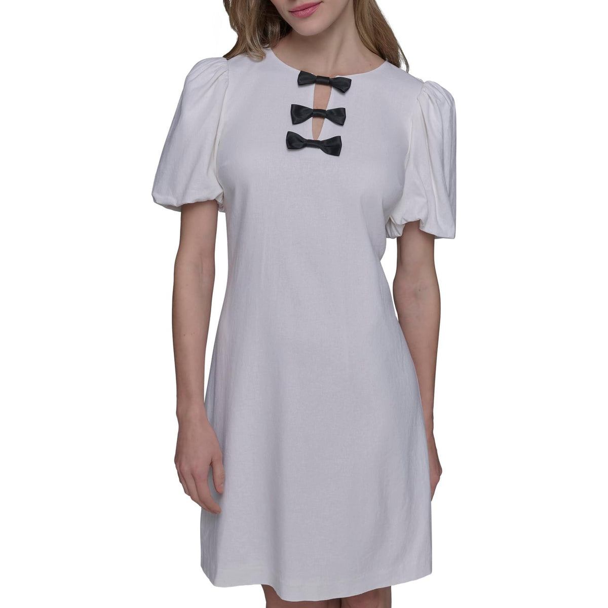 KARL LAGERFELD Paris Womens A line Mini Dress Soft White Black Size 10