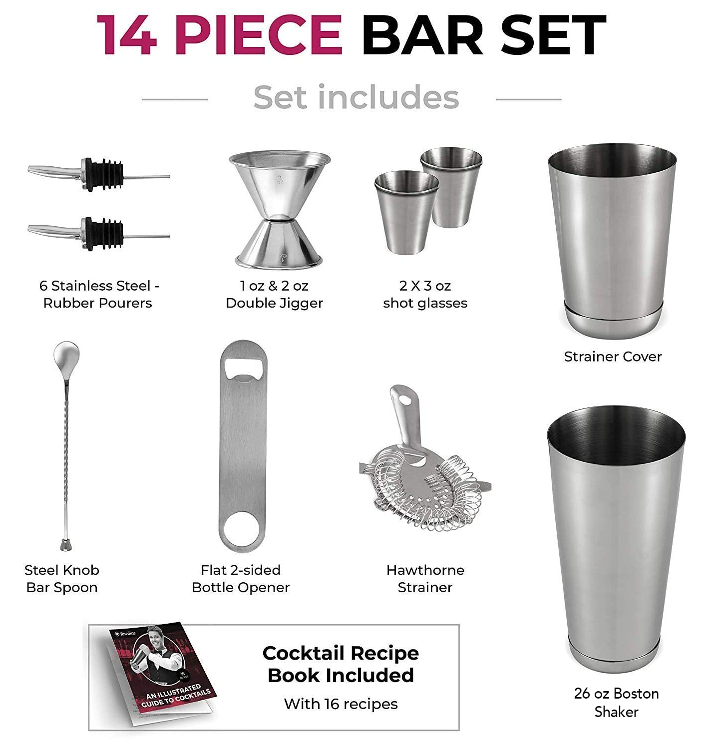 7-Piece Stainless Steel Cocktail Shaker Set