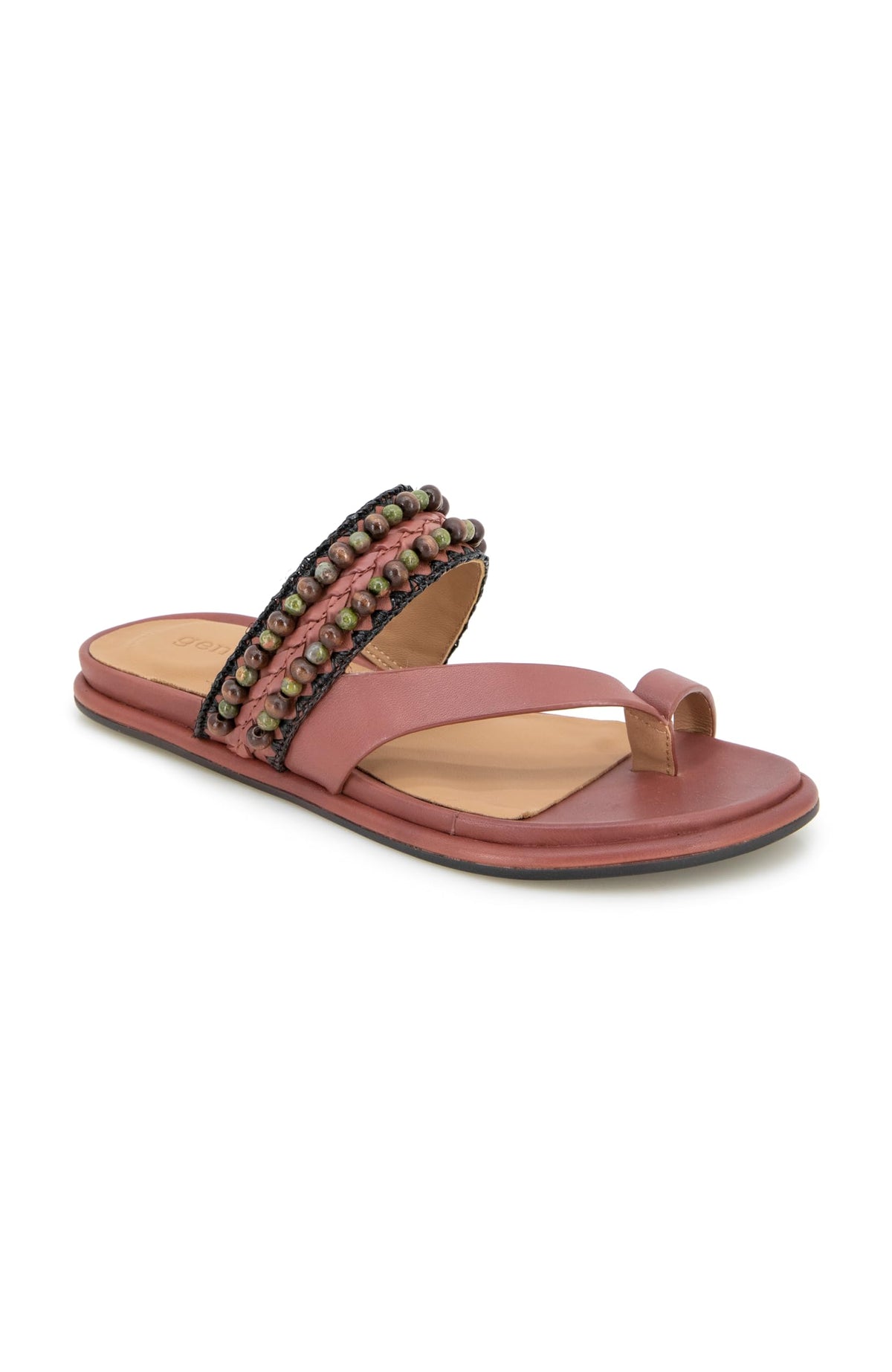 Gentle Souls Lentini Bead Mahogany Leather Sandals