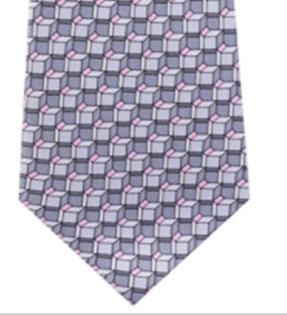 Michael Kors Mens Gray Geometric Silk Classic Neck Tie