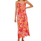 Vince Camuto Women's Floral Print V Neck Maxi Dress Orange Size Medium
