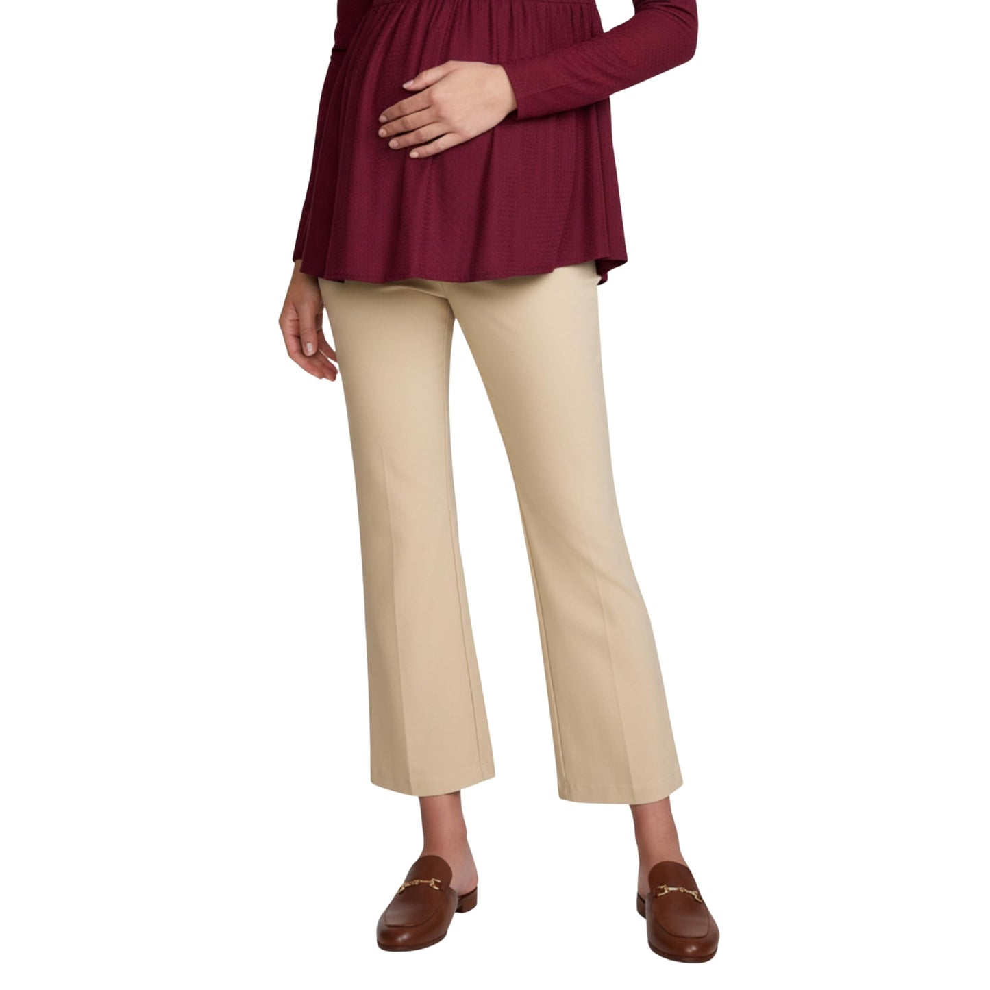 Motherhood Maternity Women's Maternity Super Stretch Secret Fit Belly Ankle Skinny Work Pant, Khaki, Medium
