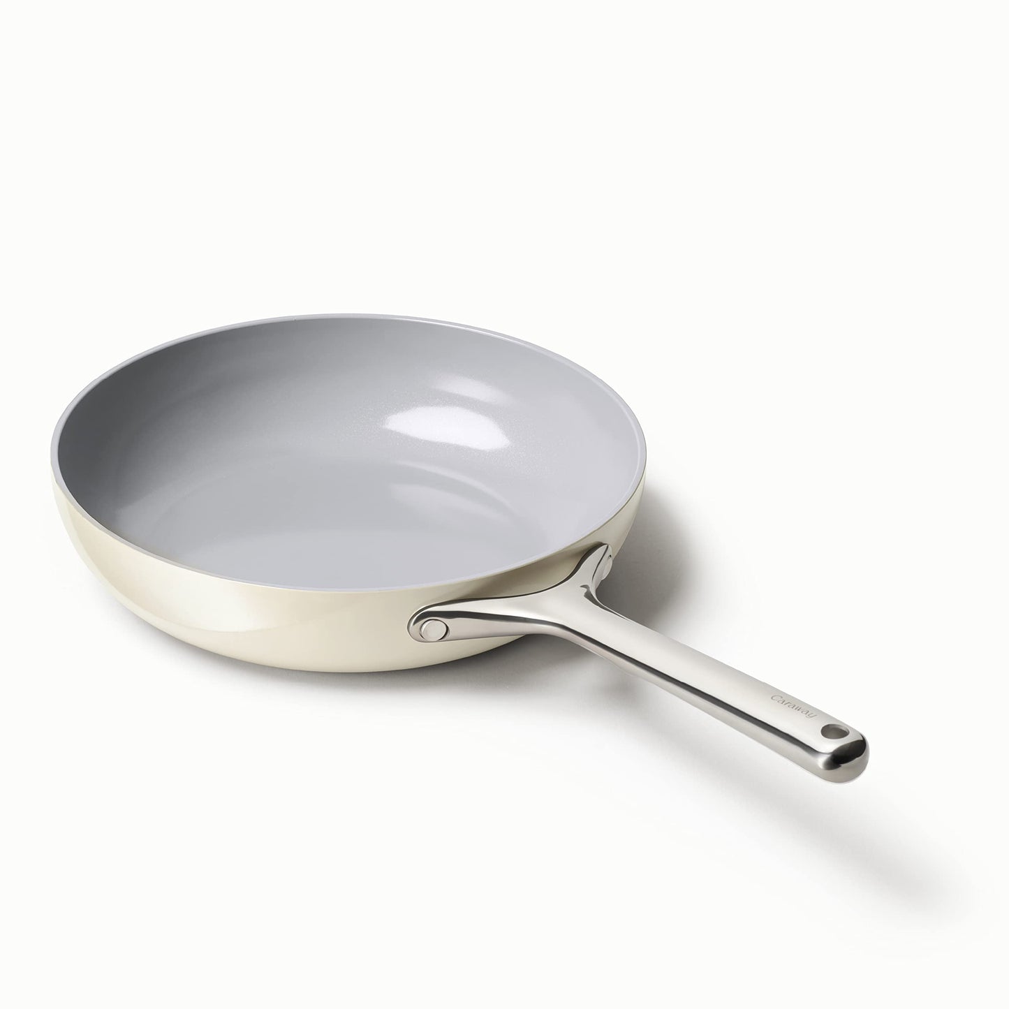Caraway Nonstick Ceramic Frying Pan 27 qt 105  Non Toxic PTFE  PFOA Free  Oven Safe  Compatible with All Stovetops Gas Electric  Induction  Cream