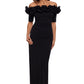 Xscape Women's Long Off The Shoulder Scuba Crepe Dress (Reg and Petite), Black, 10P