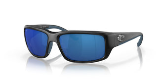 Costa Del Mar Mens Fantail Polarized Rectangular Sunglasses Matte BlackGrey Blue Mirrored Polarized580P 59 mm