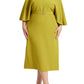 ELOQUII Women's Plus Size Cape Sleeve Belted Midi Dress - 16, Camp Green