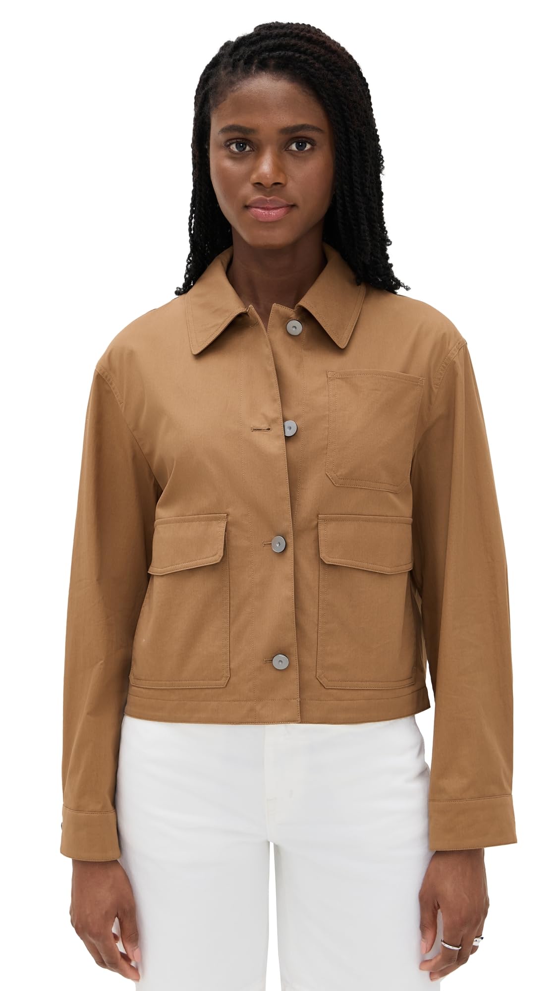 Theory Womens Cropped Work Jacket Bronze Large