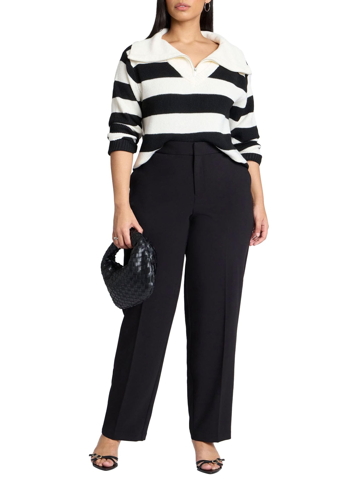 ELOQUII Women's Plus Size The 365 Straight Leg Pant - 24, Black Onyx