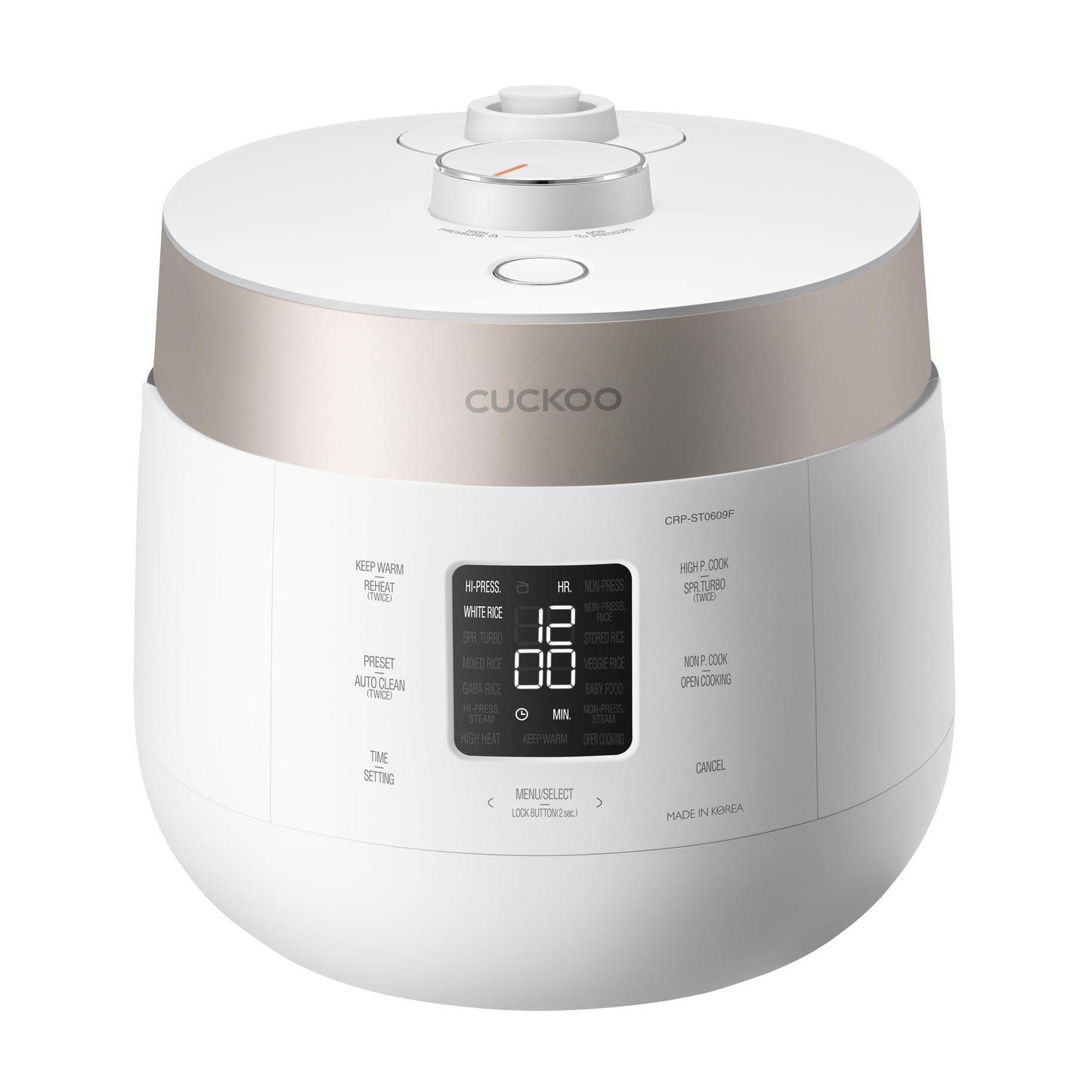 CUCKOO Twin Pressure Rice Cooker 6Cup Uncooked  12Cup Cooked with Nonstick Inner Pot Versatile Rice Maker  Warmer with 16 Menu Options Open Cooking Mode Voice Guide White CRPST0609FW