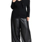 ELOQUII Women's Plus Size Wide Leg Faux Leather Pant - 24, Black Onyx
