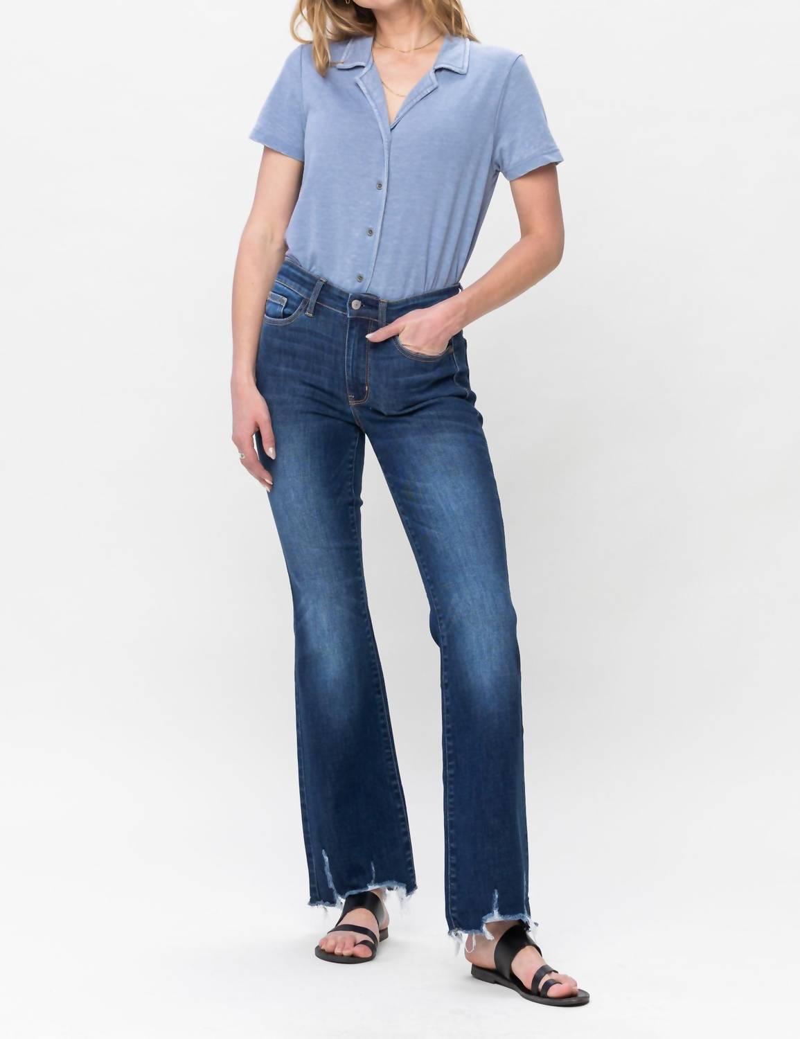 Judy Blue - Mid-rise Non Distressed Hem Bootcut Jeans