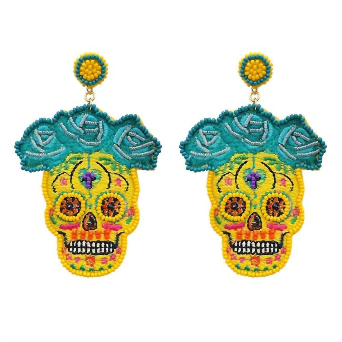 Fashion City - Seed Beaded Sugar Skull Earrings