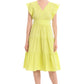 London Times Women's Cotton Poplin V-Neck Tiered Feminine Easy Summer Vacation Dress, Daiduiri Green